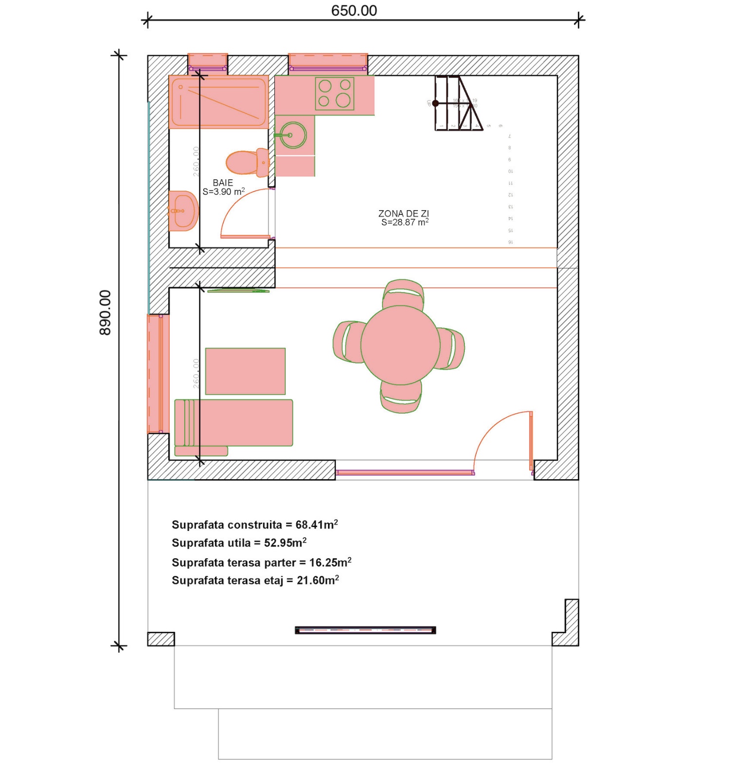 plan casa modulara cu parter si etaj