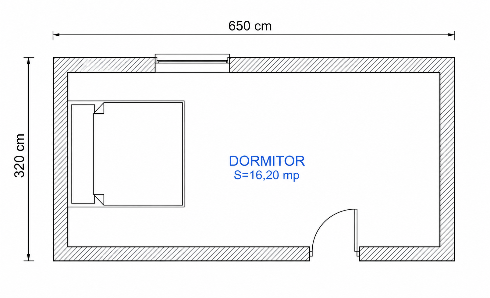 Plan Modul 3 — Dormitor 6,50×3,20m